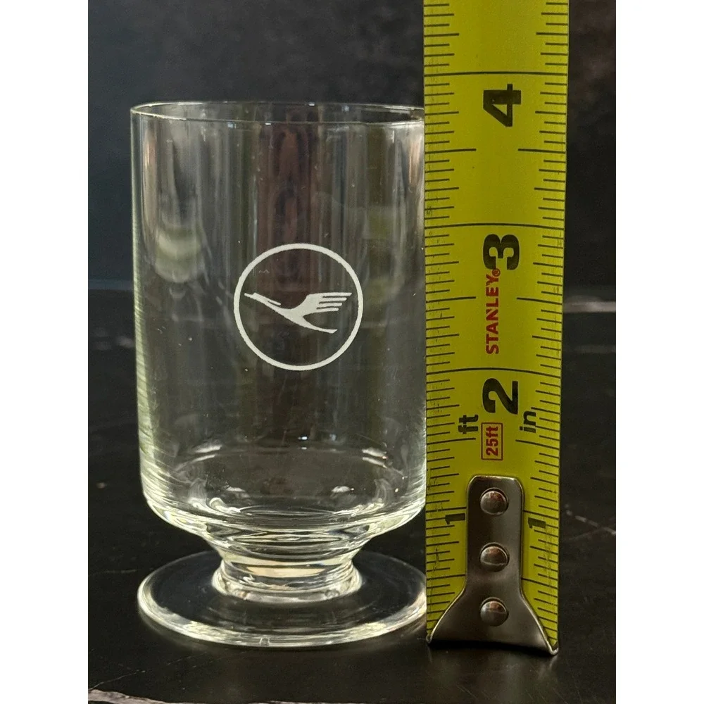 Vintage Lufthansa Airlines Footed In Flight First Class 3 5/8in Juice Glass